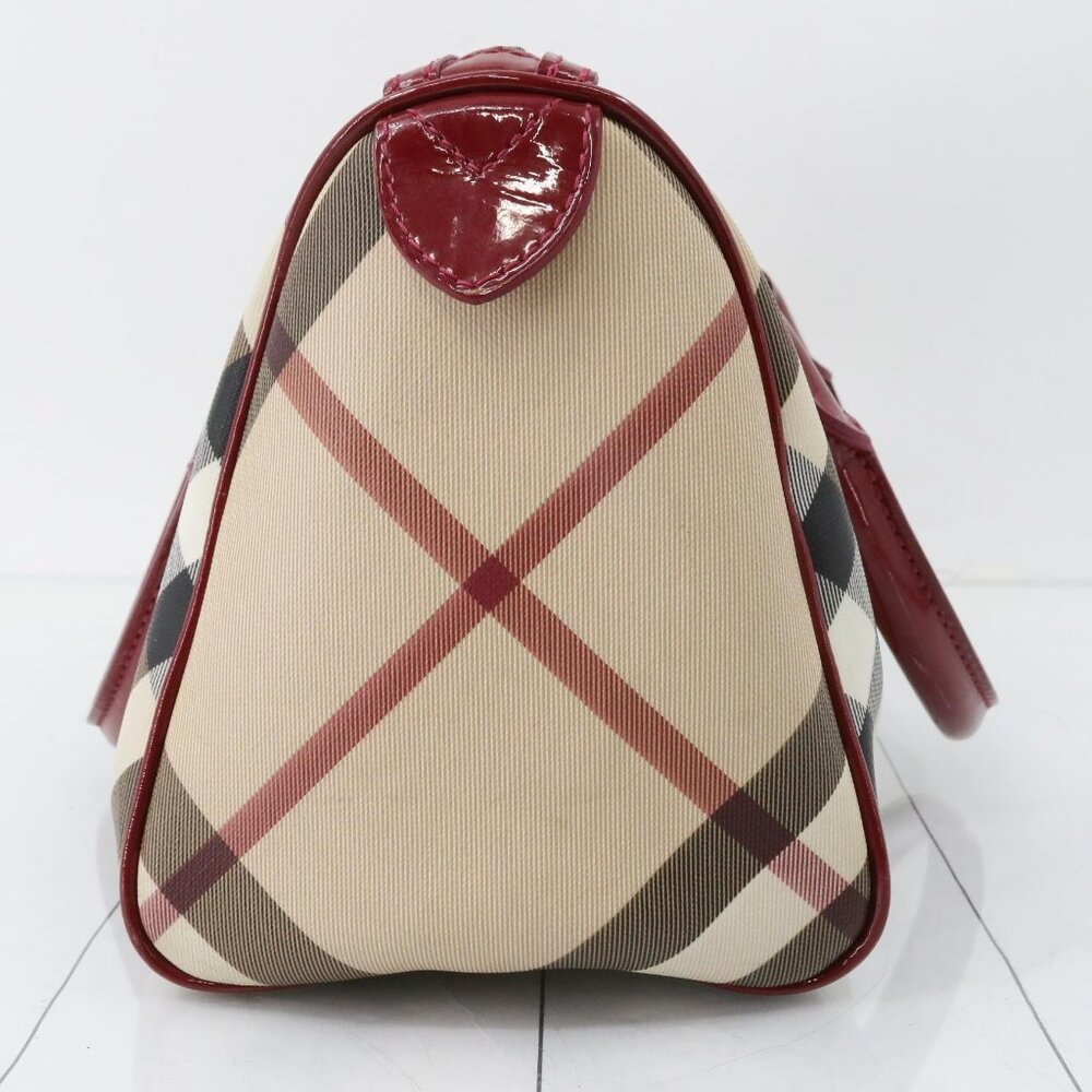 Burberry Haymarket Check Handbag – Red Patent Trim - Picture 3 of 14